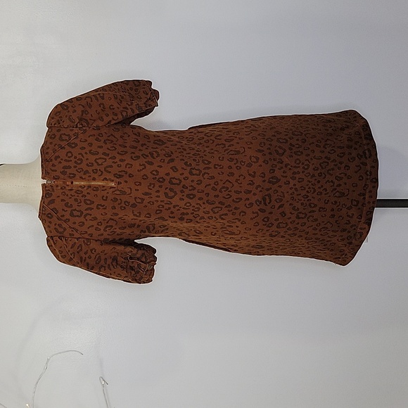 Universal Thread Brown Denim Short Sleeve Leopard Print Dress SZ 2 - Picture 8 of 13